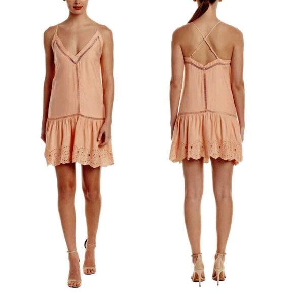 BB Dakota Dresses & Skirts - BB Dakota Karleen Eyelet Drop Waist Dress XS Pink